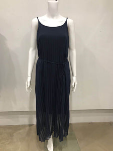 Pleated navy dress