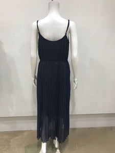 Pleated navy dress