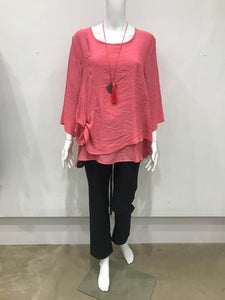 Double layer round neck top